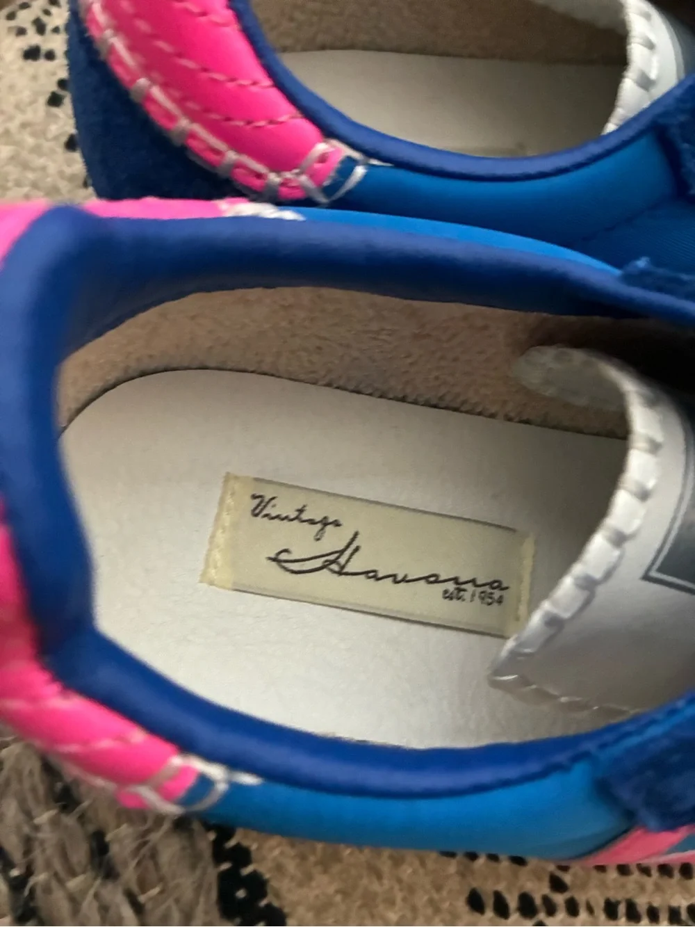 Vintage Havana Blue and Pink Lace-Up Sneakers